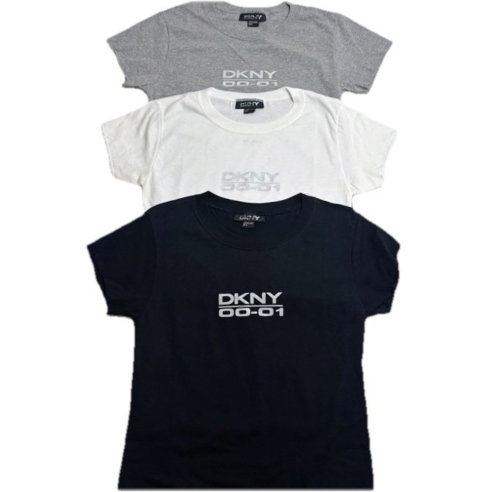 Vintage 90s Y2K DKNY Baby Tee 3 Pack S/S TShirt Lot/Set Classic Black White Gray